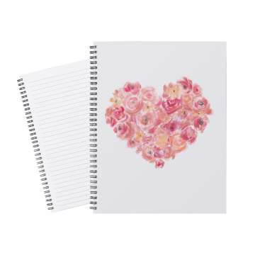 Notebook Pink Flower Heart
